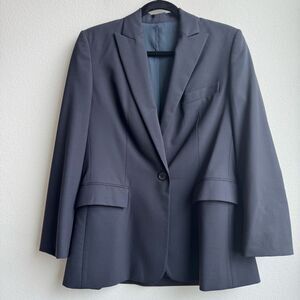 Hugo Boss Virgin Wool Black One Button Blazer Office Coat Size 10 Medium